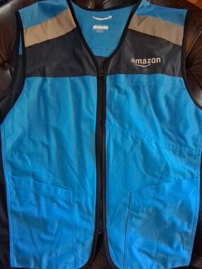 Amazon Blue and Black Delivery Vest with Reflective Panels